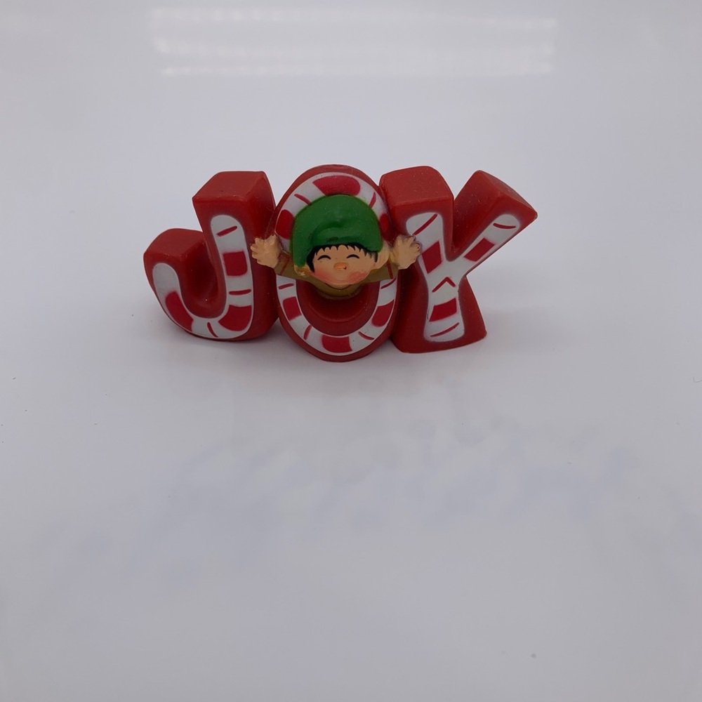 Vintage Hallmark Merry Miniature “JOY” Elf Candy Cane Stripe Figurine